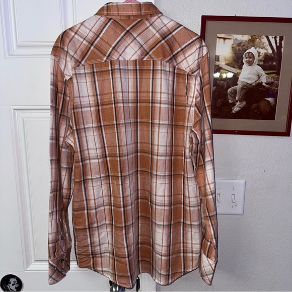 BKE Buckle Men's Orange Plaid Shirt Button Down - Picture 5 of 6